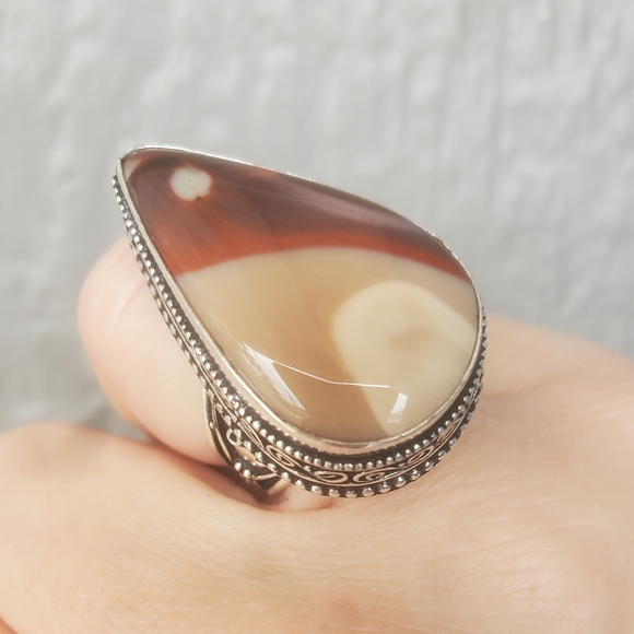 New Mookaite Jasper 925 Silver Statement Ring. - Picture 3 of 16